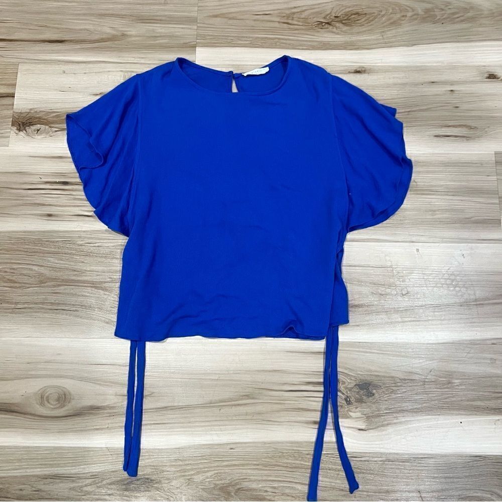Anthropologie Elodie Blue Ruffle Sleeve Blouse Women’s Large